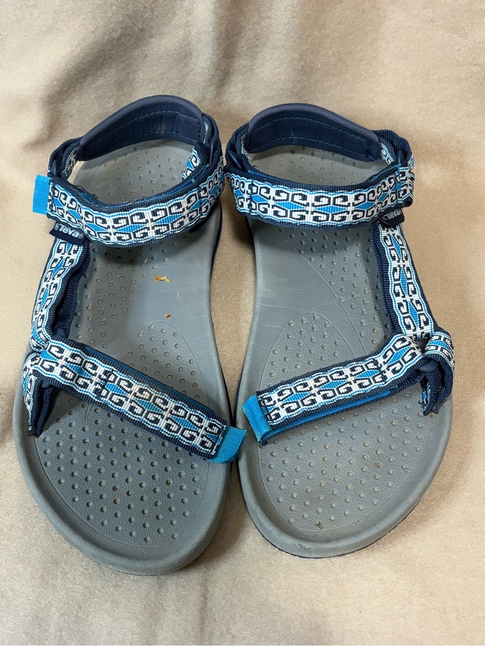 Teva Women's Navy and Light Blue Geometric Strap Sandals Sz 9 VGUC